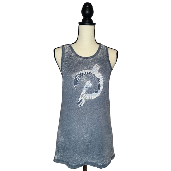 Peloton Tank Top Burnout Blue Tye Dye Logo Scoop Neckline Women's Size Small - Picture 1 of 8